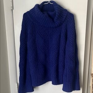 Neely Cozy Cable-Knit Cowl Neck Sweater - Deep Blue